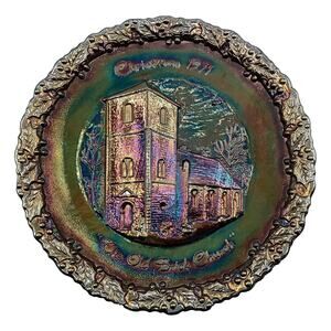 Fenton 1971 Christmas in America Series The Old Brick Church 8" Decorative Plate